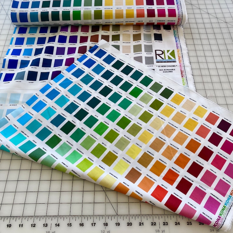 RARE Robert Kaufman Fabrics - KONA COTTON - Printed Color Chart Color ...