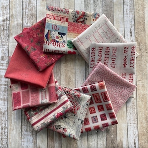 Eclectische elementen ROOD PALET Tim Holtz - quiltstof van 100% katoen - 10 Fat Quarter-bundels of FQ-set 1/2 werfset