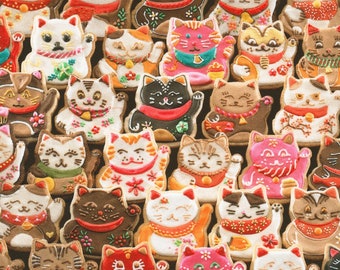 Lucky Cat COOKIES Fabric - Robert Kaufman AHJD-22023-287 Sweet from Sweet Tooth - Cotton Quilting Fabric by the Yard or select cut