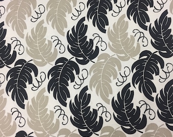 Black Grey LEAF FABRIC, Cotton Quilt Fabric by the Yard UTOPIA Leaves by Free Spirit Gray
