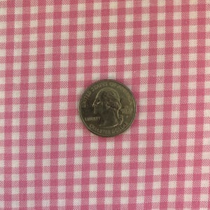CANDY Pink GINGHAM Fabric by the Yard, 1/8&quot; Robert Kaufman CAROLINA Gingham Fabric, 100% Cotton, Gingham Check, White