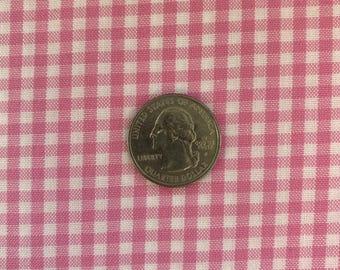 CANDY Pink GINGHAM Fabric by the Yard, 1/8" Robert Kaufman CAROLINA Gingham Fabric, 100% Cotton, Gingham Check, White