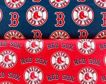 BOSTON RED SOX Fabric - Fabric Traditions - Major League Baseball 60" Wide Broadcloth 100% Cotton Fabric by Yard or Select Length 6634-B