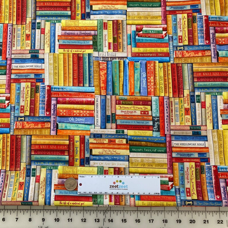Sewing LIBRARY BOOKS Book Fabric - Timeless Treasures - 100% Cotton ...