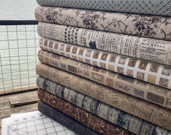 Eclectic Elements NEUTRAL PALETTE Tim Holtz - 100% Cotton Quilting Fabric, by the Yard, Half Yard, or Fat Quarter