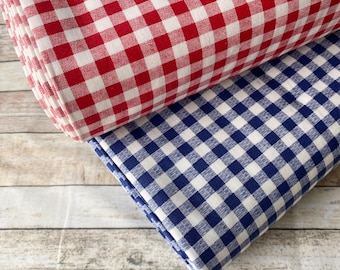 1/4"bedruckter GINGHAM-Stoff Meterware, ROT Weiß BLAU 100% Baumwolle, Gingham-Karostoff