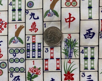 MAHJONG TILES Tissu en coton Timeless Treasures par mètre, un demi-mètre ou un gros morceau FUN-CD4816 Mahjong