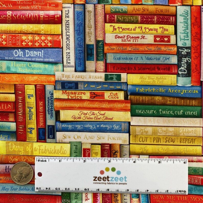 Sewing LIBRARY BOOKS Book Fabric - Timeless Treasures - 100% Cotton ...