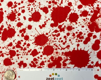 Classic Horror Movie Films BLOOD SPLATTER Red & White Fabric - Robert Kaufman - 100% Cotton Quilting Fabric - Universal Studios Hollywood -