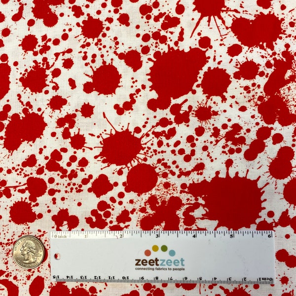 Classic Horror Movie Films BLOOD SPLATTER Red & White Fabric - Robert Kaufman - 100% Cotton Quilting Fabric - Universal Studios Hollywood -