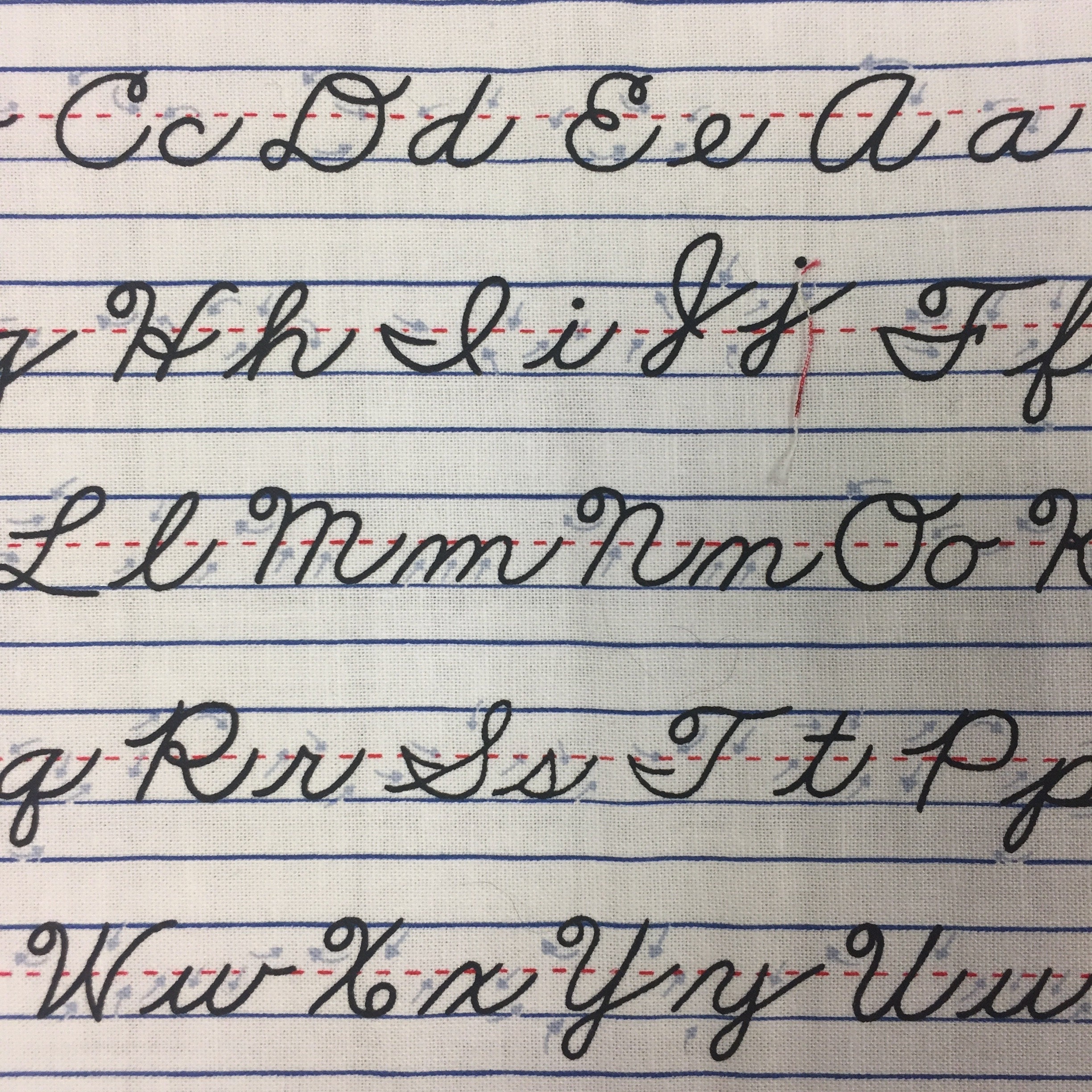 Rare PALMER METHOD Cursive Writing Script Fabric, Instruction Arrows ...