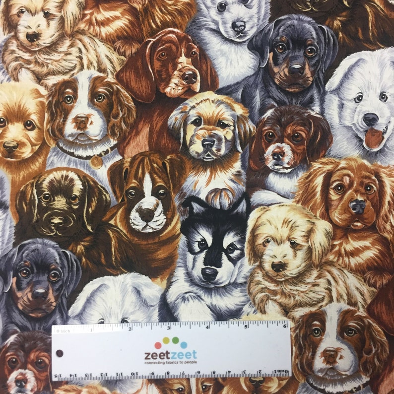 by the Fat Quarter 18 x 22 RARE /& Out of Print Suitable for Face Mask Adorable Cute Pup Adopt Rescue Pet PUPPY DOG Cotton Quilt Fabric