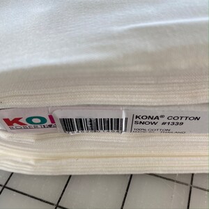 Kona SNOW White Fabric - Robert Kaufman - Yard Fat Quarter, Snow Solid Fabric Snow white quilting cotton, 100% cotton quilt fabric K001-1339