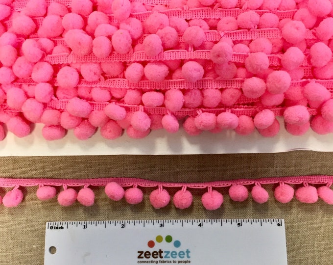 Small POM POM TRIM by the Yard - Choose Color & Quantity White Ivory Cream Blush Pink Light Baby Blue Aqua Lime Green Hot Pink Ball Fringe