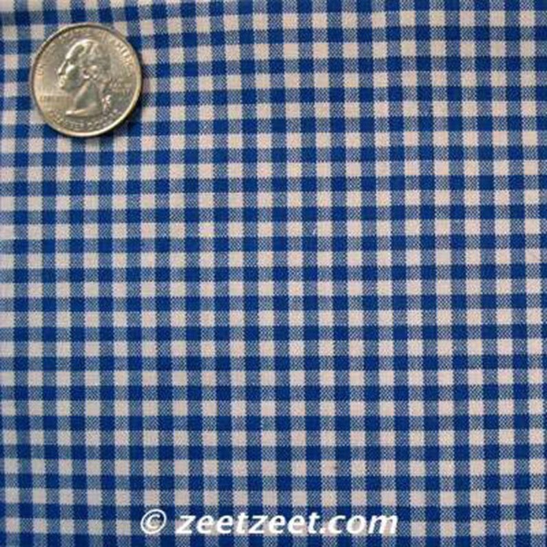 Royal BLUE GINGHAM Fabric by the Yard, 1/8 Robert Kaufman CAROLINA Gingham Fabric, 100% Cotton, Gingham Check White image 2