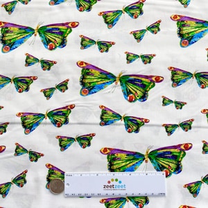 The Very Hungry Caterpillar BUTTERFLY DANCE - 100% Cotton Quilt Fabric - From Andover Fabrics by Eric Carle - A7234-X Multi Butterflies