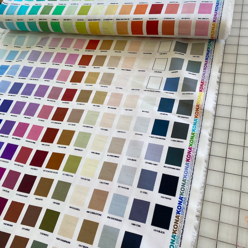 RARE Robert Kaufman Fabrics - KONA COTTON - Printed Color Chart Color ...
