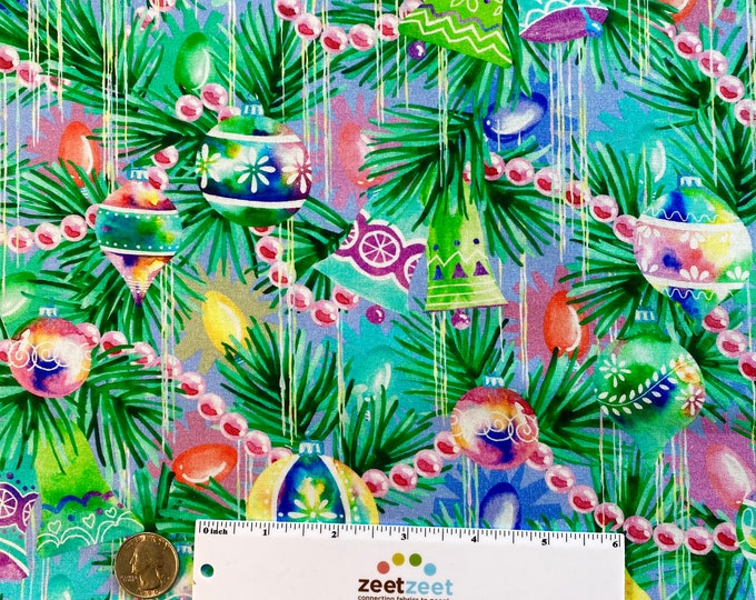 Wishwell Afterglow - Robert Kaufman - Christmas Fabric - Tree Ornaments Cotton Fabric by the Yard or Select Length WELD-21761-61 PERIWINKLE