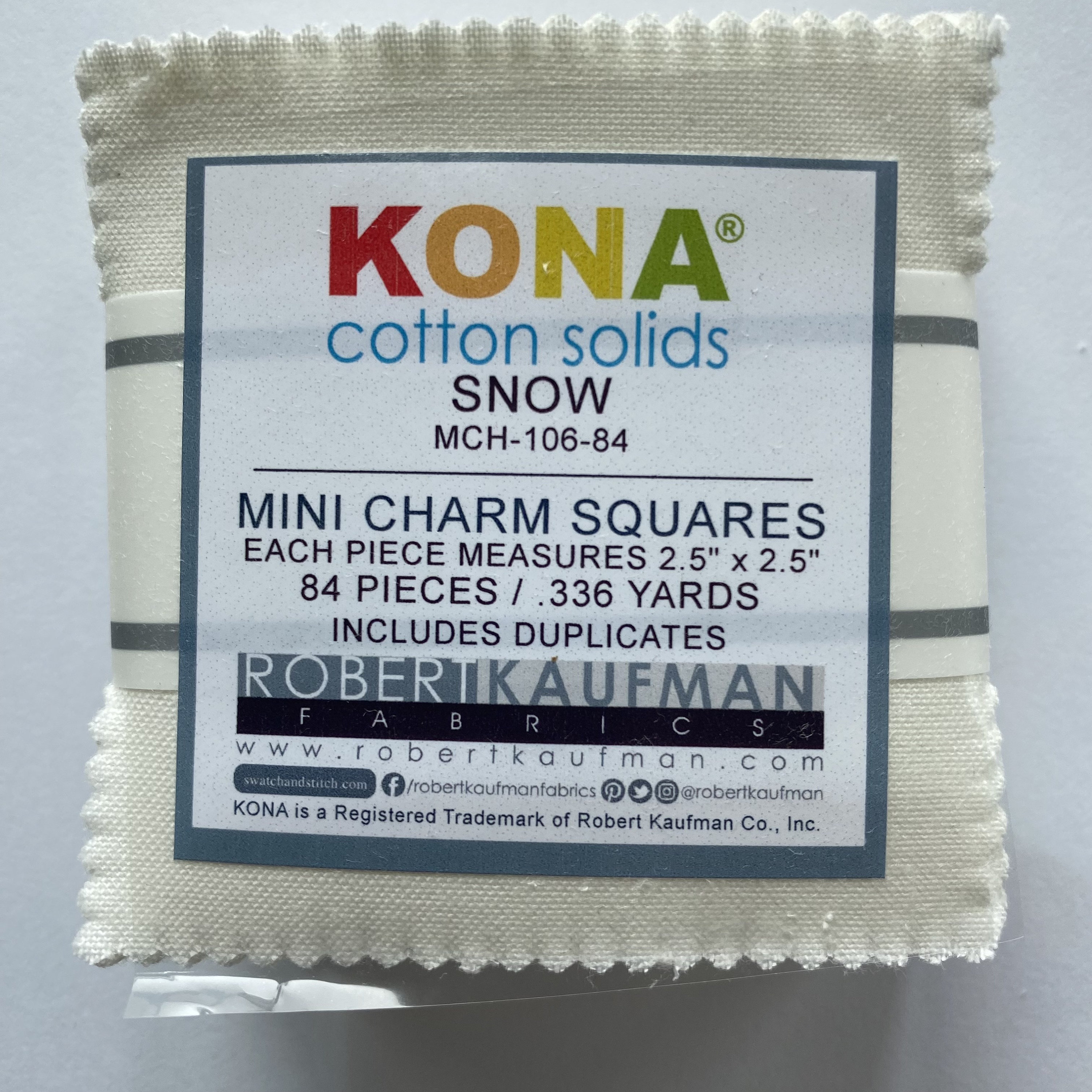 Mini Charm Squares Robert Kaufman Kona White  Mini charm, Precut fabric  squares, Kona cotton