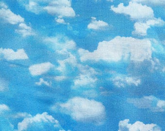 BLUE Clouds Fabric - Northcott - Cotton Quilt Fabric by the Yard or Select Length - 24255 42 Blue - Cloudy Blue Sky