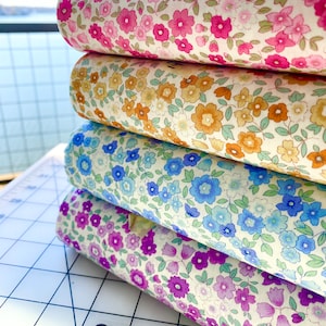 Sevenberry PETITE GARDEN Fabric by the Precut Fat Quarter Fq Set Bundle, Mini FLORAL Robert Kaufman, Cotton Pink Blue Purple Summer SB6112D2