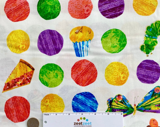 The Very Hungry Caterpillar DESSERT DOTS - 100% Cotton Quilt Fabric - From Andover Fabrics by Eric Carle - A-7232-x Multi