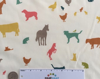 FARM FRIENDS Multi Cream Silhouettes 100% Cotton ORGANIC Quilt Fabric by the Remnant or Fat Quarter from Farm Fresh by Birch Fabrics