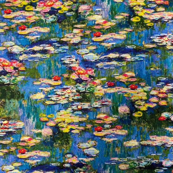 CLAUDE MONET - Water Lilies - Cotton Fabric - Robert Kaufman - by the Yard or Select Length