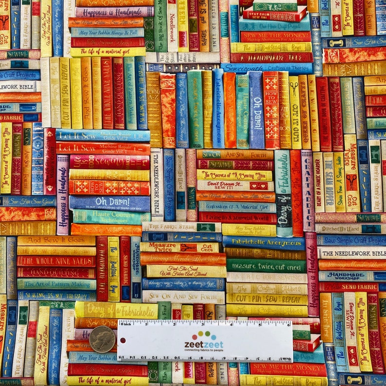 Sewing LIBRARY BOOKS Book Fabric - Timeless Treasures - 100% Cotton ...