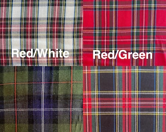 TARTAN PLAID STOF op maat gesneden of halve werf - Robert Kaufman - House of Wales tartan geruite stof 100% katoen - rood zwart marineblauw groen wit