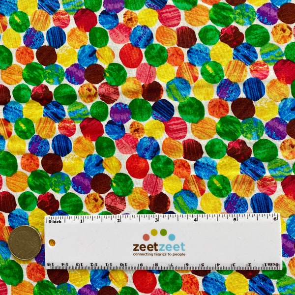 The Very Hungry Caterpillar SPOTS Multi Color - 100% Cotton Quilt Fabric - From Andover Fabrics by Eric Carle - PO260-3474-M Multi Dots Dot
