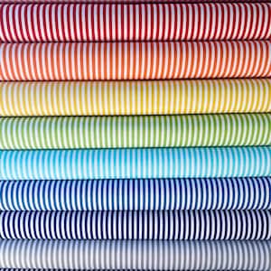 CLASSIC 1/8&quot; STRIPE - 100% Cotton Quilt Fabric - Riley Blake Red Orange Yellow Green Blue Navy Grey Black and White