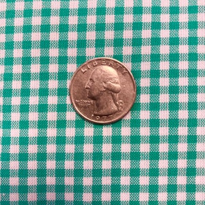 TURQUOISE GINGHAM Fabric by the Yard, 1/8&quot; Robert Kaufman CAROLINA  Seafoam Gingham Fabric, 100% Cotton, Gingham Check Fabric Turq Aqua