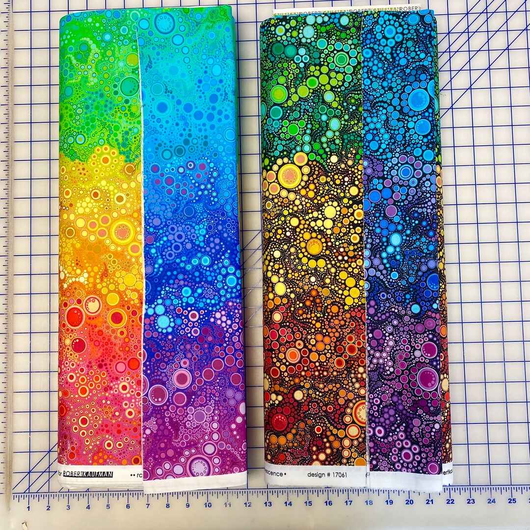 EFFERVESCENCE Fabric, Robert Kaufman RAINBOW and BRIGHT Circles Cotton