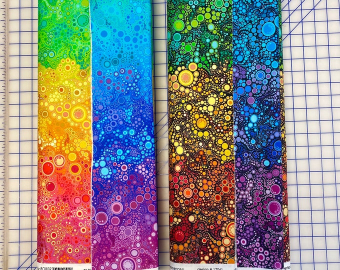 EFFERVESCENCE Fabric, Robert Kaufman - RAINBOW and BRIGHT, Circles Colorways, Cotton Quilt Fabric, by the Yard or Half-yard