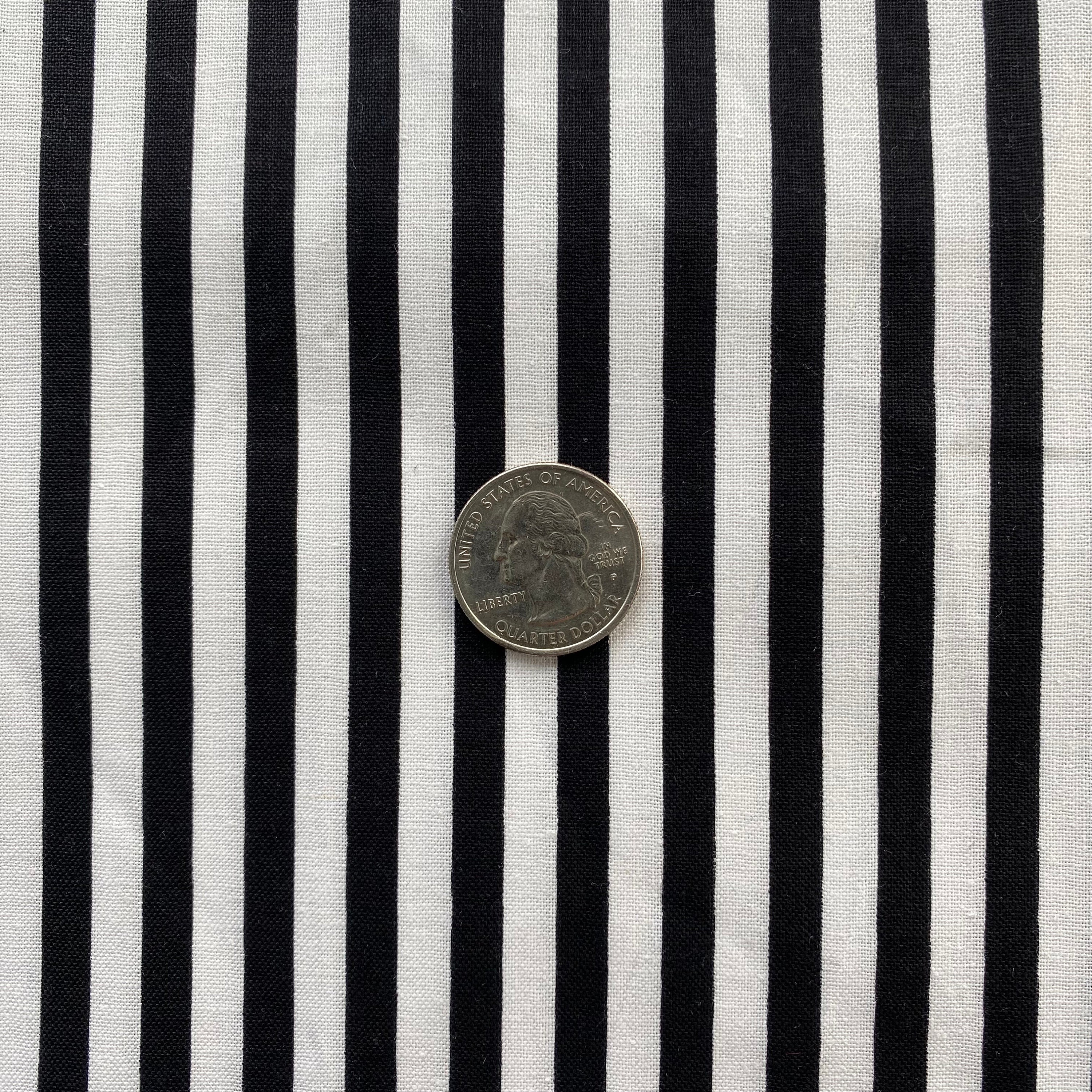 SHINY WHITE AND BLACK STRIPED STRETCH BLACK SHIRT FABRIC- SOLD BY