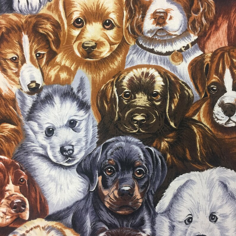 by the Fat Quarter 18 x 22 RARE /& Out of Print Suitable for Face Mask Adorable Cute Pup Adopt Rescue Pet PUPPY DOG Cotton Quilt Fabric