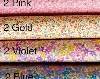 Sevenberry PETITE GARDEN Fabric by the Fat Quarter Fq Bundle Set, Mini FLORAL, Robert Kaufman, 100% Cotton, Pink Blue Purple Summer SB6163D6