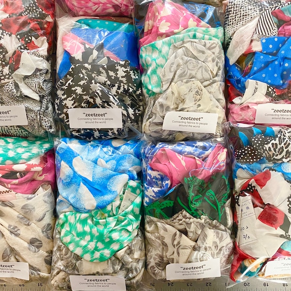 FABRIC SWATCHES by the Bay - Printed Silk Quilt Scrap Bag Pack Bundle - zeetzeet - FREE Shipping Available - Grab Bag Assorted Quilting