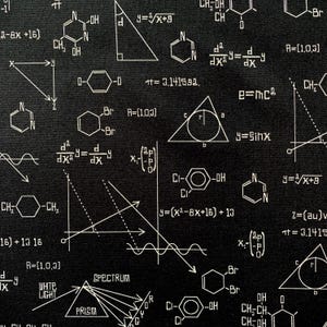 SCIENCE FAIR 2 Black Fabric - Robert Kaufman Fabric - SCIENTIFIC Science Math Algebra Formulas Fabric - Fabric by the Yard or Select Cut