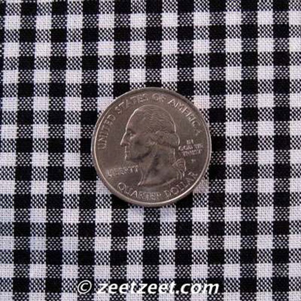 BLACK GINGHAM Fabric by the Yard, 1/8" Black & White Checked Fabric, Robert Kaufman CAROLINA Gingham Fabric, 100% Cotton