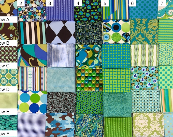 Michael Miller Fat Quarters Printed Cotton Quilt Fabric by 18" x 22" FQ You Choose Bundle Great for Mask Making Blue Green Aqua Brown