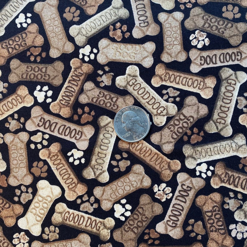 Tossed DOG BONES BISCUITS Fabric Timeless Treasures 100% Cotton Fabric by the Yard or Select Length Dog-C8555 Black image 8