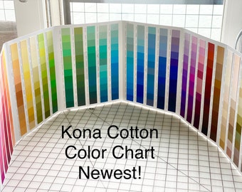 Newest KONA Cotton COLOR CHART Fabric - Robert Kaufman - 100% cotton quilting fabric - Color Card shows actual samples 365 Colors