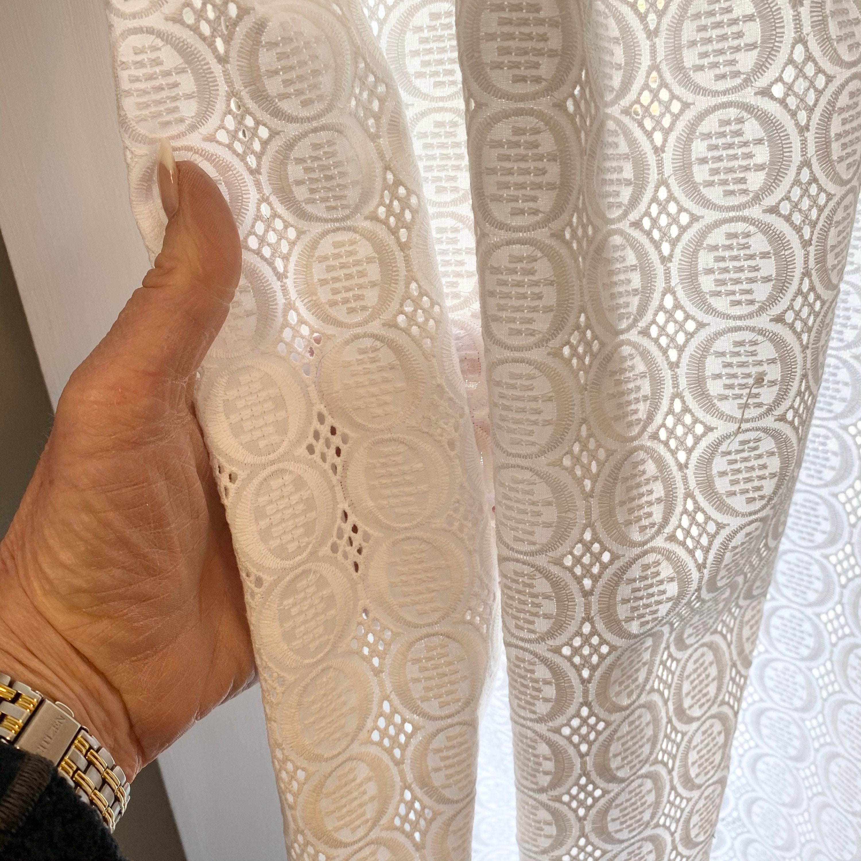 COTTON EYELET Fabric, White Eyelet Fabric, Embroidered Eyelet, 100