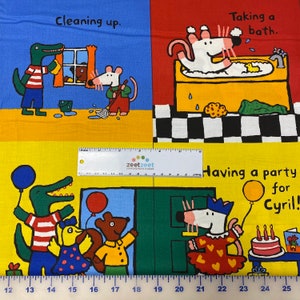 MAISY MOUSE Fabric ALPHABET by the 23.5 Panel Rare & Out of Print Circa 2009 Andover Fabric Character Fabric Bright Colors image 1