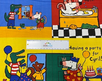 MAISY MOUSE Fabric ALPHABET - by the 23.5" Panel - Rare & Out of Print Circa 2009 Andover Fabric Character Fabric Bright Colors
