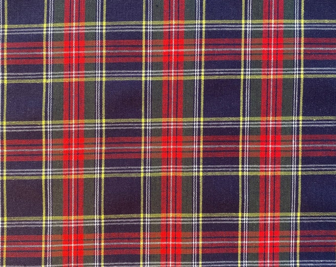 Small CLASSIC PLAID Cotton Fabric Red Navy Blue - Robert Kaufman - SEVENBERRY - by the Yard or Select Length