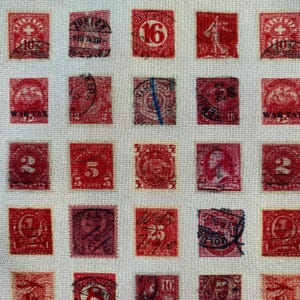 RODE STAMPS Rood palet met eclectische elementen Tim Holtz - 100% katoenquiltstof, op maat gesneden, halve meter of dik