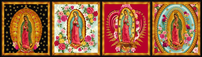 Virgin of Guadalupe Fabric PANEL by Robert Kaufman ABCM-6482-195 BRIG…